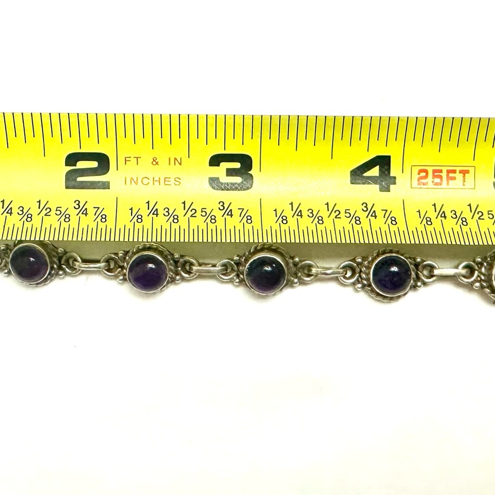 Amethyst Bracelet 7 Inch 925 Sterling Vintage